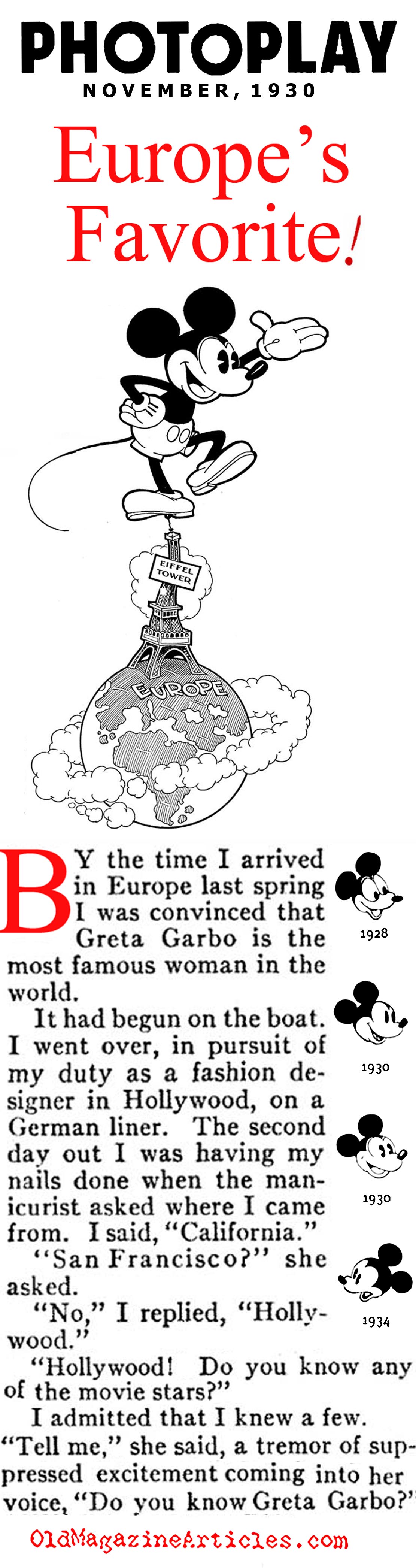 International Movie Star - Mickey Mouse  (Photoplay Magazine, 1930)